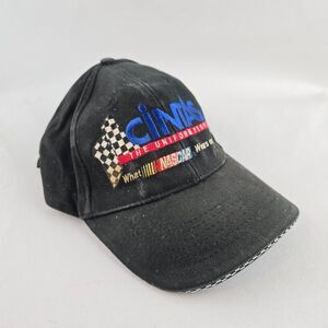 Cintas NASCAR Hat Mens Black Adjustable Cap Racing Headmost Uniforms Checkered